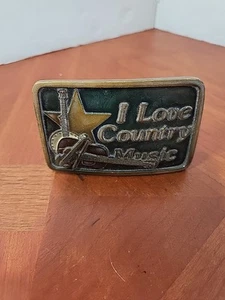 Fibbia per cintura musica country vintage I Love - Foto 1 di 4