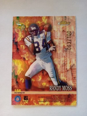 2000 Topps Finest Inherent Fire Gold Refractor #166 Warrick/ Randy Moss #d/100  - Image 1 of 4