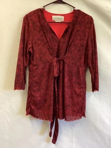 Top Maternidad Mujer Mediano Rojo Negro Manga Larga Corbata Frontal Floral - Imagen 1 de 11