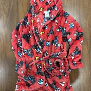 Super Mario Kart Childrens Bath Robe Size 6 Red Character Fleece Sleepwear - Picture 1 of 2