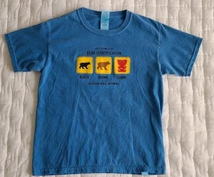Jackson Hole Wyoming Bear Tshirt Souvenir Youth Kids Small Blue - Picture 1 of 8