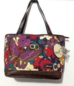 Sakroots Metro Tote Bag Flower Power Artist Cerchio Farfalla Charm - Nuovo Difettoso - Foto 1 di 10