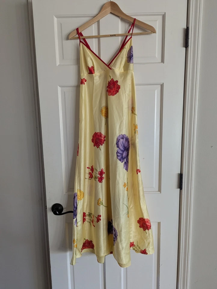 Maxi Vestido Sin Mangas De Colección Años 90 Victorias Secret Etiqueta Dorada Satén Bustier Talla M Foto 1 de 4