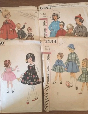 Lot VTG Child Size 6 Sewing Patterns Simplicity 1960s Smock Dress Jumper Jacket - Image 1 of 4
