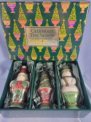 TOPIARY Christmas CANDLE TRIO White Barn Candle Co. 5" Santa Tree Snowman NIB - Image 1 of 4