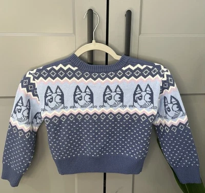 BLUEY Crewneck Pullover Cartoon Graphic Sweater Child Kids Size XS 4-5 - Image 1 of 4