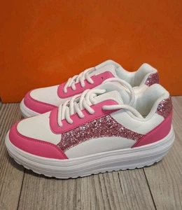 Damen Sneaker weiß pink Glitzer Gr. 39 Neu - Bild 1 von 13
