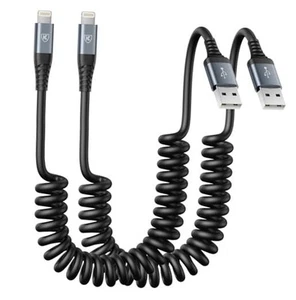 Zwinięty kabel Lightning, kabel ładujący iPhone'a do 3FT czarny USB A do Lightning - Zdjęcie 1 z 7