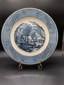 Vtg Royal China USA Currier & Ives Blue Dinner Plate 10" The Old Grist Mill L001 - Picture 1 of 5
