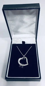 Estate Sterling Silver Lennox Ruby, Sapphire, Amethyst Open Heart Pendant w 20” - Picture 1 of 8