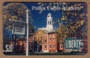 $20. Tarjeta telefónica Phillips Exeter Academy New Hampshire internado un espécimen - Imagen 1 de 2