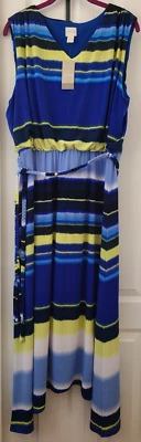NWT CHICO'S KRISTI Washed Stripe Dress Size 3 Women's Blue Multi Maxi NWT - Image 1 of 4