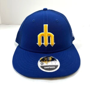Seattle Mariners NE Low Profile Retro Trucker Snapback Hat~Blue - Picture 1 of 5