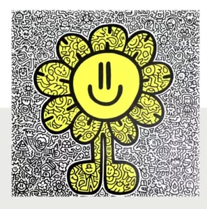 Mr Doodle "Yellow Flower" (2019) Signed Silkscreen Limited Edition Print, Framed - Picture 1 of 3