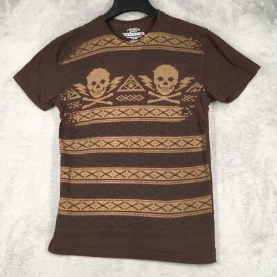 Camiseta Ecko Unltd Para Hombres Mediana Marrón Manga Corta Calavera Huesos Suéter Illuminati Foto 1 de 4