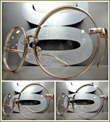 OVERSIZE EXAGGERATED VINTAGE RETRO Style Clear Lens EYE GLASSES Huge Round Frame - Image 1 of 4