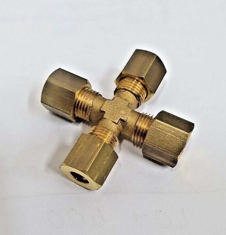 Brass Equal Compression 4 Way Cross , Metric Range, Compression Connectors  - Image 1 of 1