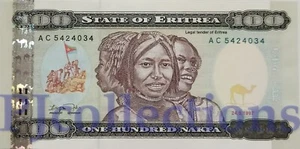 ERITREA 100 NAKFA 1997 PICK 6 UNC RARE - Bild 1 von 2