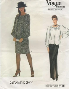 Vogue Sewing Pattern 1142 by Givenchy, Blouson Top, Straight Skirt, Long Size 12 - Picture 1 of 12