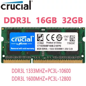 Crucial DDR3L 16GB 32GB 1333MHZ 1600MHZ Memory SO-DIMM Laptop RAM Notebook RAM - Picture 1 of 15