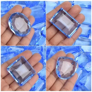 Blue Topaz Loose Gemstones 200 Ct./4-5 Pcs Faceted Mix Cut Blue Topaz Gems Lot - Picture 1 of 5