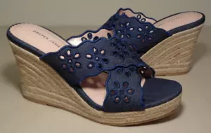 Sandali con tacco Draper James taglia 8 M EMILY blu navy zeppa nuovi scarpe donna - Foto 1 di 21