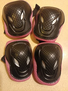 Childs Roller Skating Protection Gear Set Knee Pads & Elbow Pads Pink & Black - Picture 1 of 5