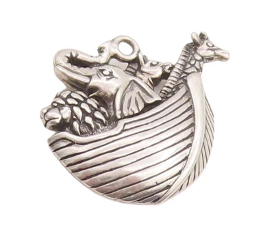 Pingente vintage de prata esterlina 925 KABANA barco animal Arca de Noé PT23465 - Imagem 1 de 4