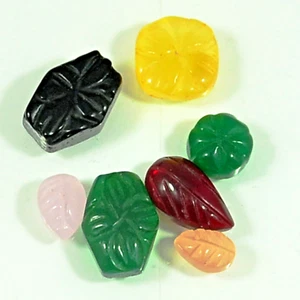 Carved Natural Mixed Color Chalcedony Leaf Carving Healing Gemstone 7Pcs - Picture 1 of 9