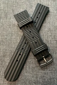 2nd Gen FKM Premium Rubber Waffle Watch Strap Black 20/22mm Tropical Surf Sport - Picture 1 of 5