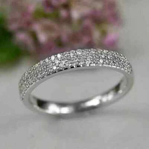 Women Eternity Wedding Band Ring 14K White Gold Plated 2Ct Round Cut Moissanite - Picture 1 of 4