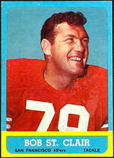 1963 Topps football card # 140 Bob St. Clair, San Francisco 49'ers EX