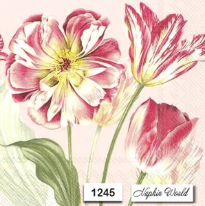 (1245) DOS servilletas individuales de papel para almuerzo decoupage - TULIPANES FLORES PRIMAVERA - Imagen 1 de 3