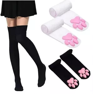 CALZINI COSPLAY DONNA GATTO PAW PAD 3D KAWAII CARINI CALZE ALTE COSCIA - Foto 1 di 16