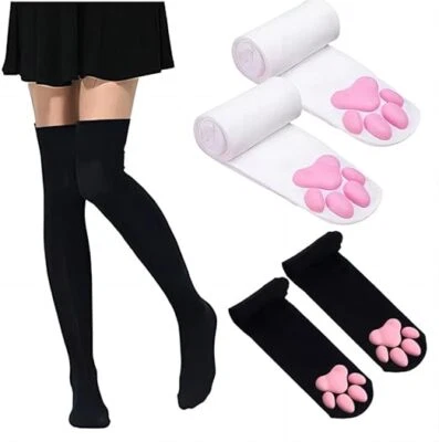 DAMEN KATZE PFOTE PAD UNTERTEIL 3D COSPLAY SOCKEN KAWAII SÜSSE OBERSCHENKELHOHE STRÜMPFE - Bild 1 von 4