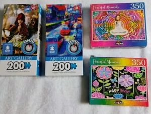 200 to 350 Piece Puzzles Lot of 4 CraZArt Peaceful Moments Art Gallery Surelox - Picture 1 of 7