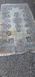Alfombra oriental anudada a mano toda lana 4-2 X 8-0 vintage años 50 Oriente Medio - Imagen 1 de 8