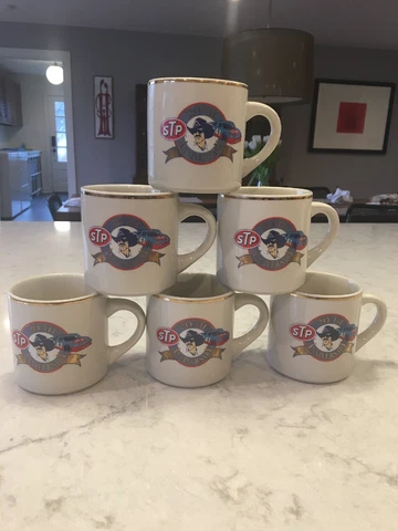 Set of 6 Collectible Richard Petty STP 20th Anniversary Collectible Coffee Mugs Cover