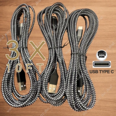 3-Pack 10FT Braided USB C Fast Charging Type-C Data SYNC Charger Cable Cord Lot - Image 1 of 4