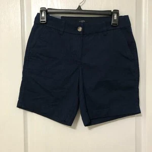 J. Crew donna chino corto taglia 00 blu navy classico vita bassa piatto davanti NUOVO - Foto 1 di 8