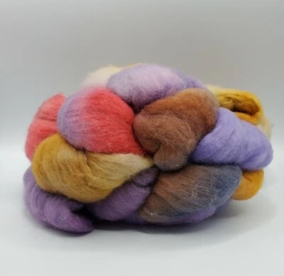 Rainbow roving knitting sheep wool merino  soft spinning colorful - Image 1 of 4