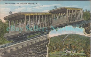 Beacon NY - COCHES QUE PASAN INCLINADO FERROCARRIL MT BEACON - Montaje de postal/ferrocarril - Imagen 1 de 2