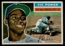 1956 TOPPS BASEBALL KANSAS CITY ATHLETICS A'S PUERTO RICO VIC POWER #30* VG-EX
