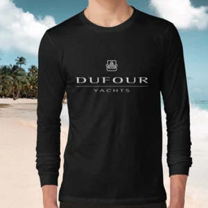 T-shirt manica lunga Dufour Yachts nautica nera bianca logo divertente taglia dalla S alla 5XL - Foto 1 di 6