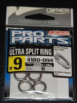 OWNER Ultra Stainless Steel Split Rings 4180-094 Size 9 - 320lb Rating - Image 1 of 2