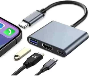 3IN1 USB C Hub Adapter Typ-C auf USB HDMI 4K HD TV PD Kabel für Mac Samsung Dell - Bild 1 von 5