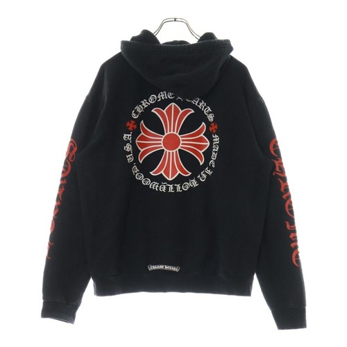 Felpa con cappuccio CHROME HEARTS rossa CH PLS manica Hollywood stampa logo pullover felpa usata