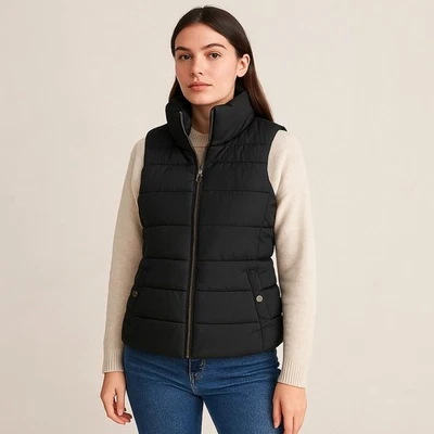 Chaleco acolchado Old Navy negro acolchado con cremallera frontal pequeño para mujer ENVÍO GRATUITO Foto 1 de 4