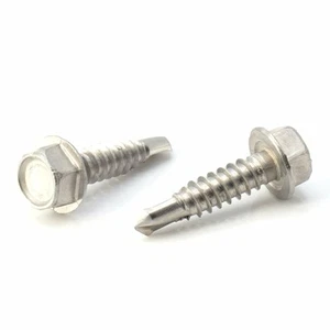 100pc Stainless Steel Self Drilling Tapping Screws #14 x 1" Hex Washer Head - Picture 1 of 8