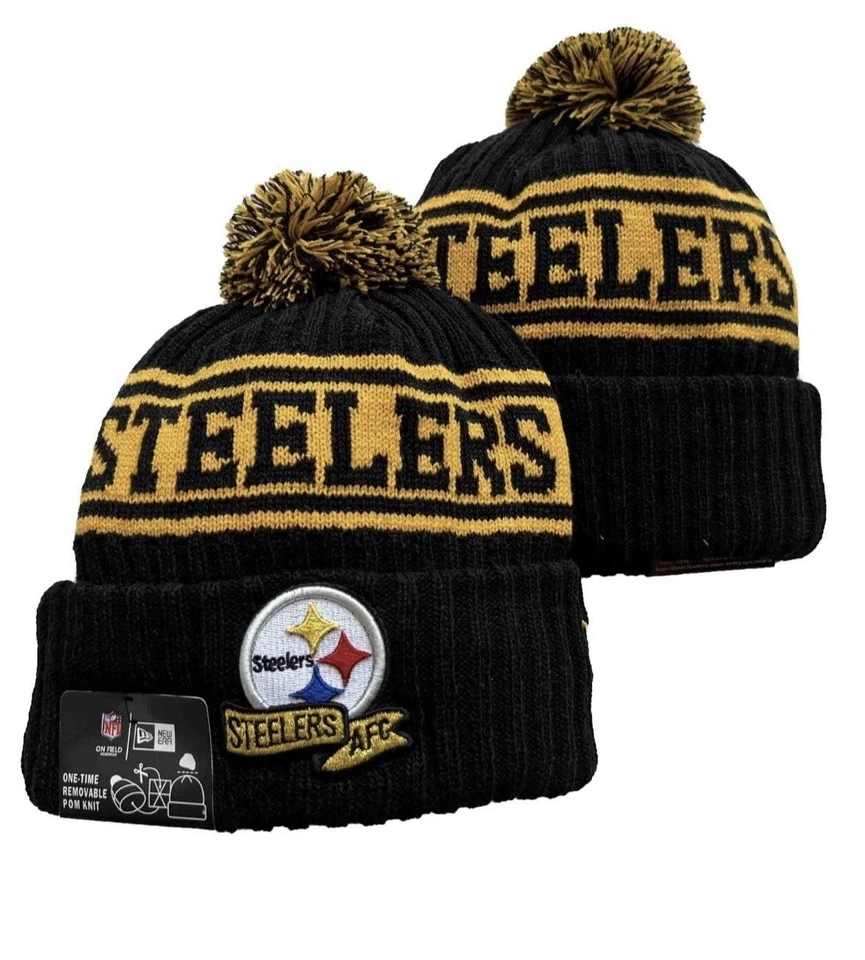 Pittsburgh Steelers New Era Gorro Tejido Pom Invierno Equipos NFL Sombrero NUEVO ENVÍO A EE. UU. Foto 1 de 1